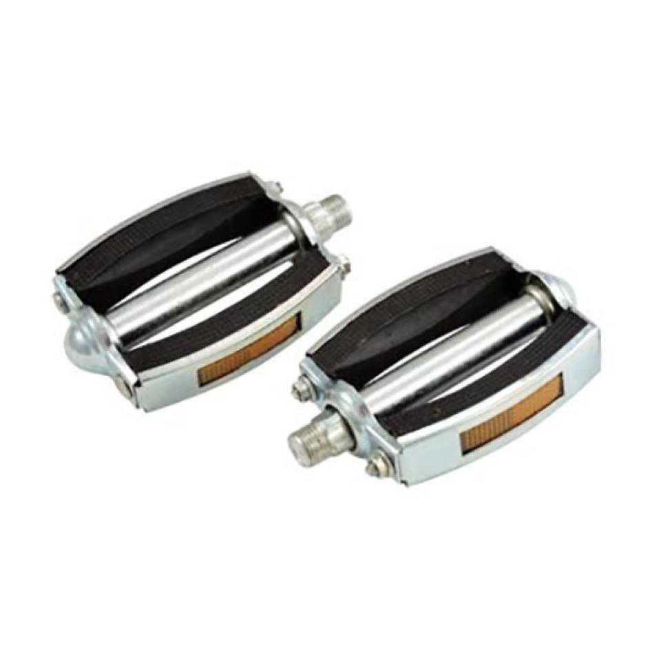 Pédale Générique coloris alu / noir avec catadioptre orange pour Solex Neuf