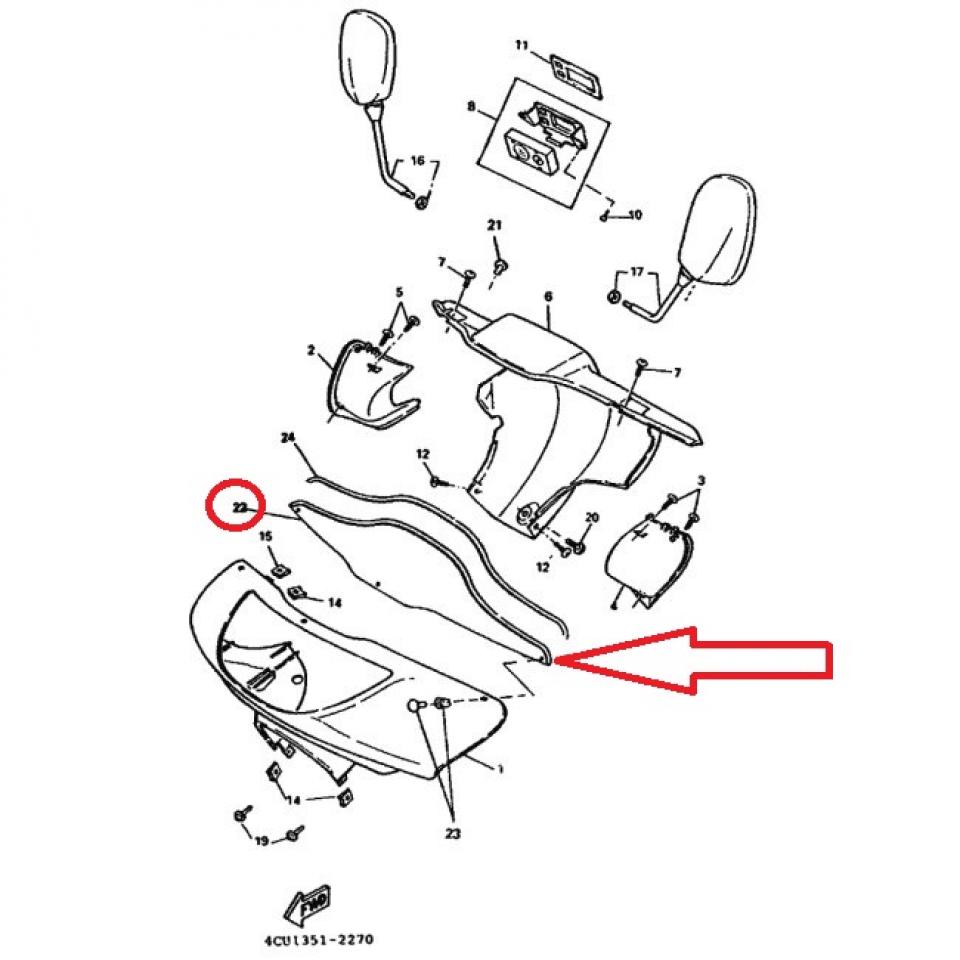 Bulle saut de vent fumé 4JC-F8380 pour scooter MBK 50 Evolis 1992 à 1998