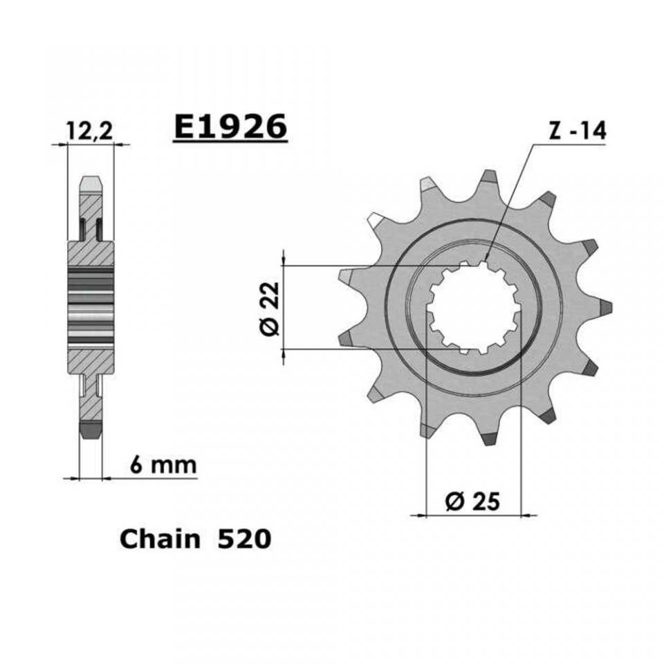 Kit chaîne Afam pour moto Gas gas 300 EC 2000 à 2020 13x47 Pas 520 Al 136mm Neuf