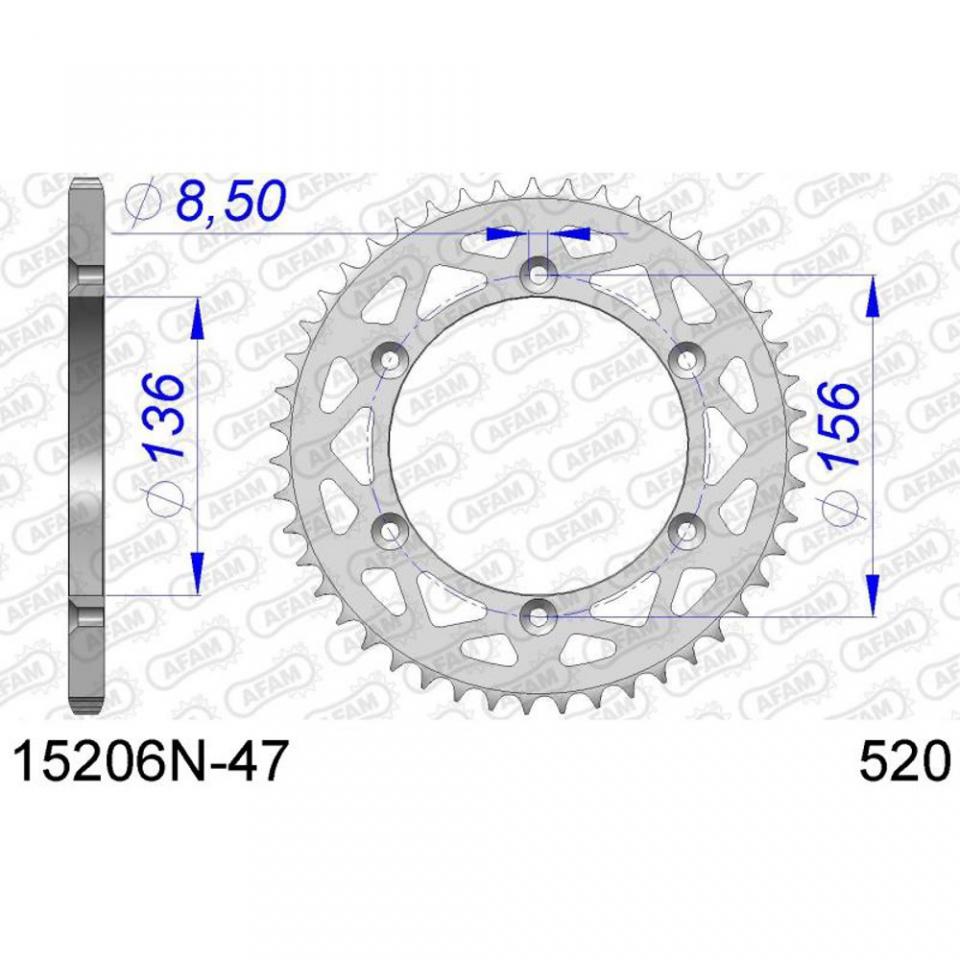 Kit chaîne Afam pour moto Gas gas 300 EC 2000 à 2020 13x47 Pas 520 Al 136mm Neuf