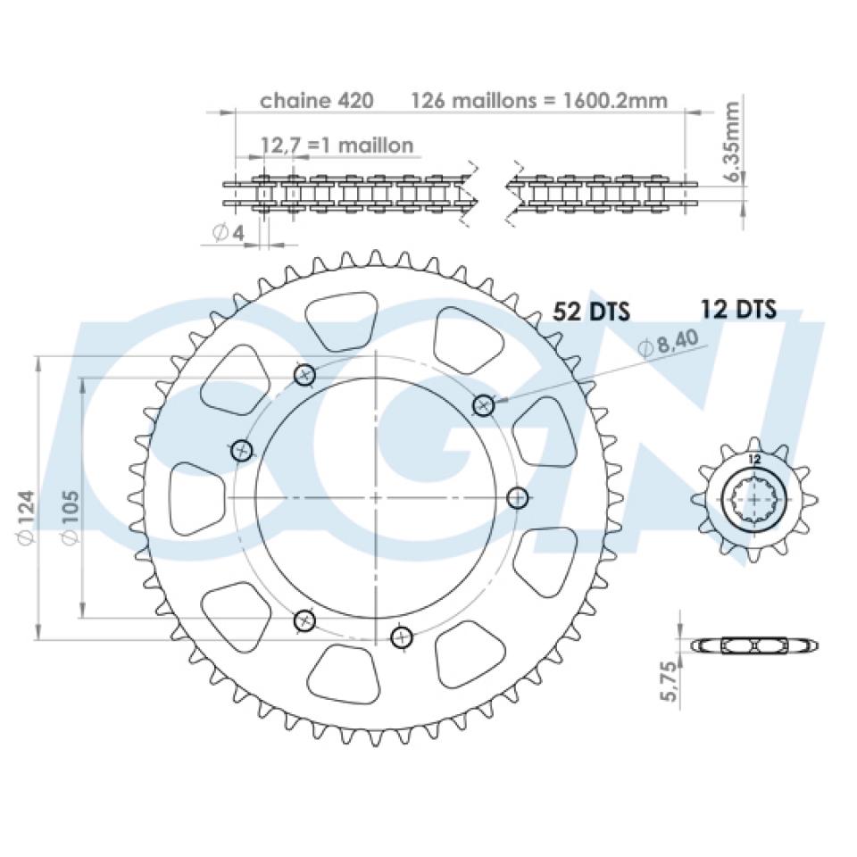 Kit chaîne Teknix pour Moto Peugeot 50 XP6 SM Neuf