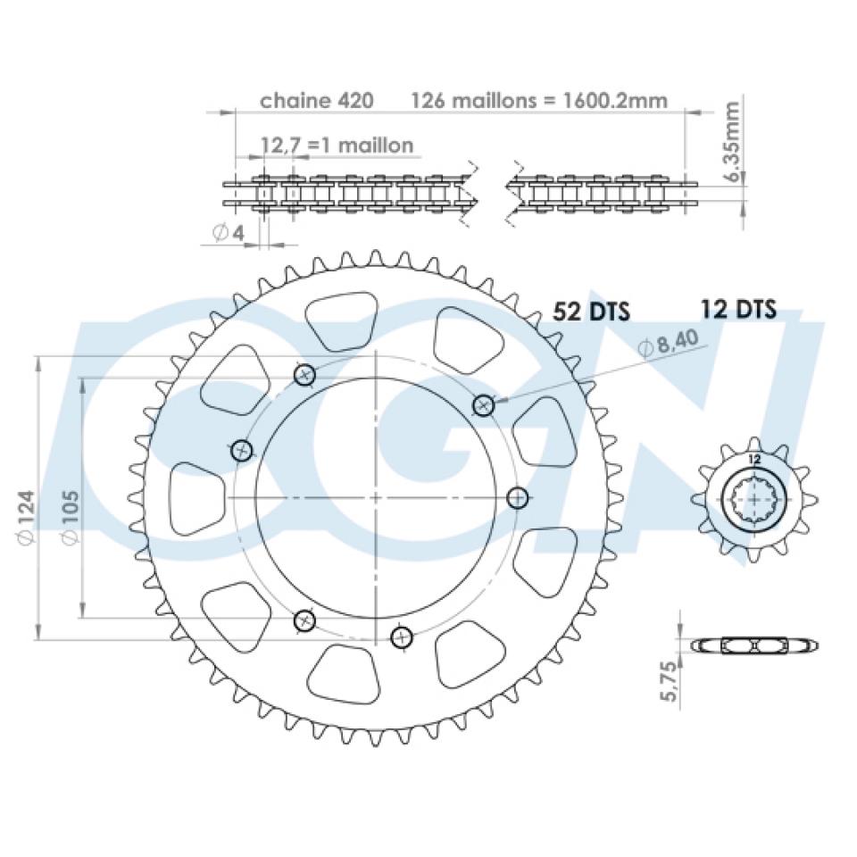 Kit chaîne Teknix pour Moto Peugeot 50 XP6 ENDURO Neuf