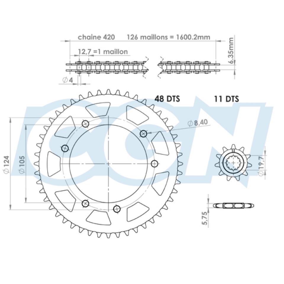 Kit chaîne Teknix pour Moto Yamaha 50 DTR Après 2003 Neuf