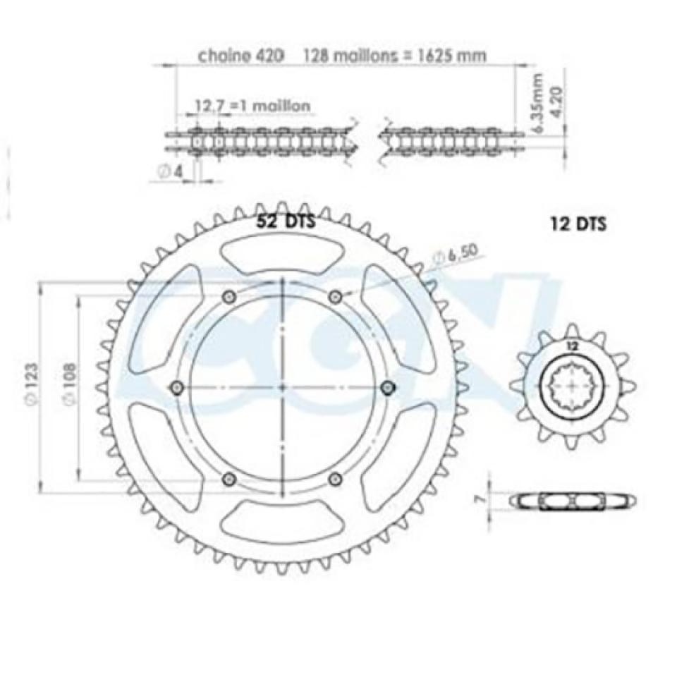 Kit chaîne Afam pour Moto Peugeot 50 XR6 2001 à 2007 Neuf