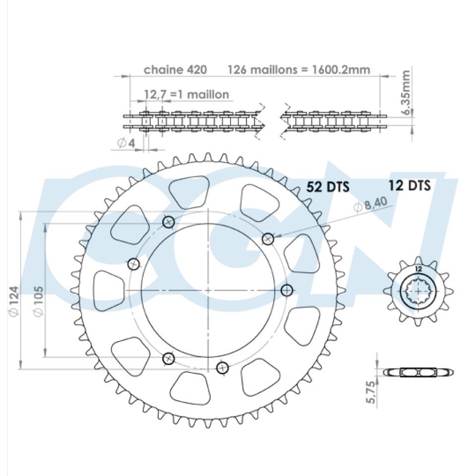 Kit chaîne Afam pour Moto Peugeot 50 XPS Enduro 2006 à 2009 Neuf