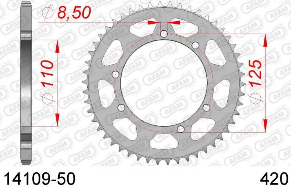 Kit chaîne Afam pour moto Suzuki 50 RMX 1996 à 2003 15x50 pas 420 Neuf