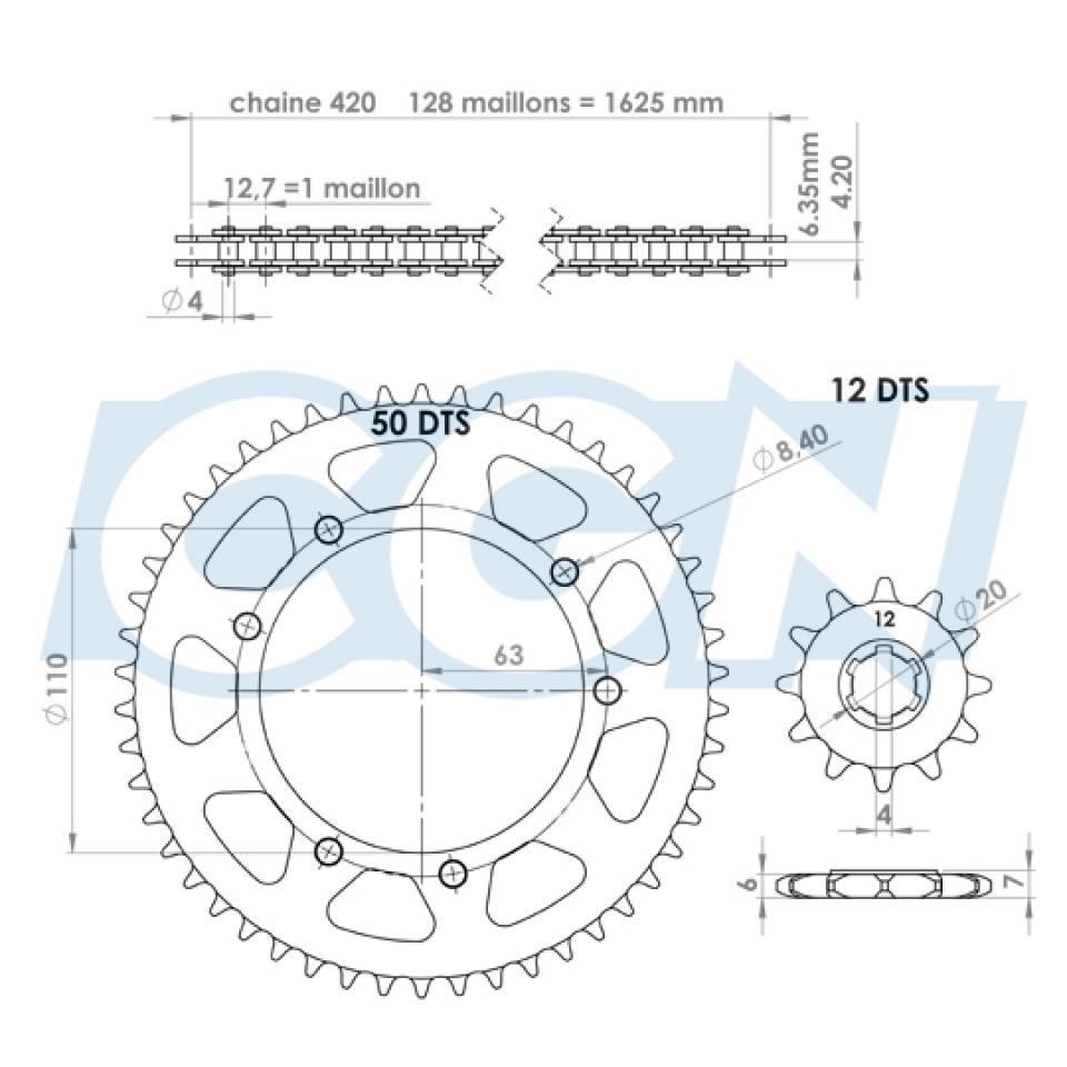 Kit chaîne Afam pour Moto Suzuki 50 SMX 2001 à 2003 Neuf