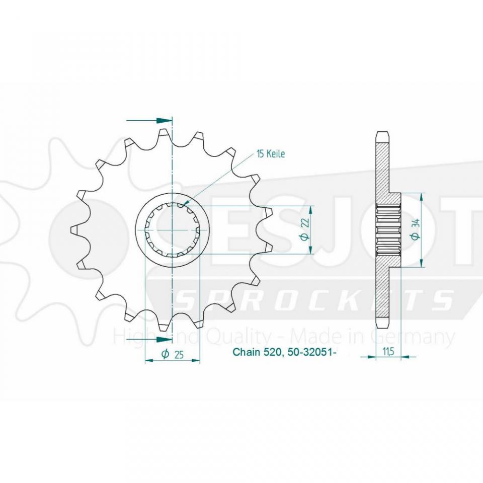 Kit chaîne Axring pour moto KTM 640 Duke Ii 2003 à 2006 17x42 P520 Al 125mm Neuf