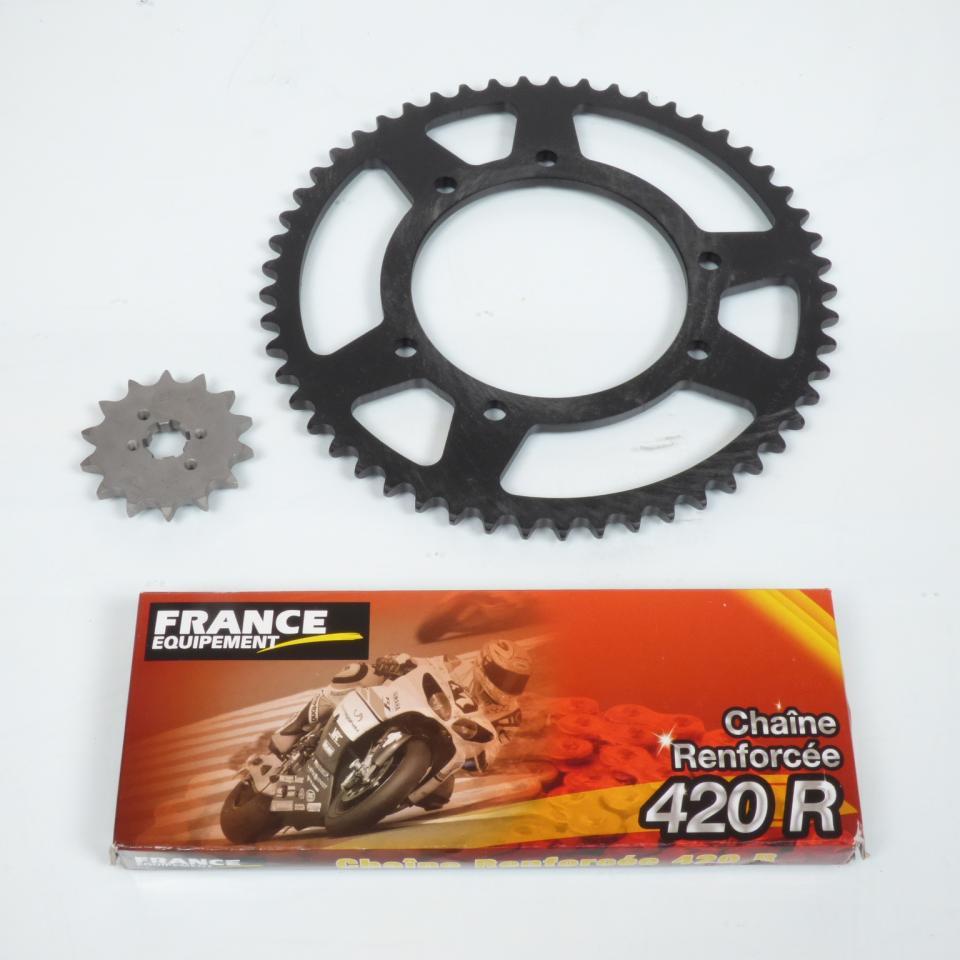 Kit chaîne France Equipement pour Moto Derbi 50 Senda Xrace 2006 à 2010 14X53 pas 420 Ø105mm Neuf