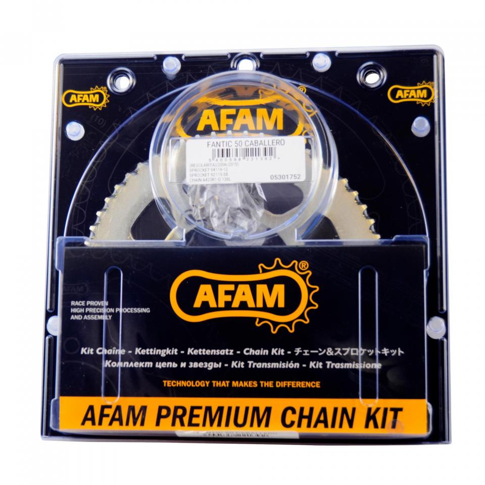 Kit chaîne Afam pour Moto Fantic 50 Caballero Super Motard 2006 à 2017 Neuf