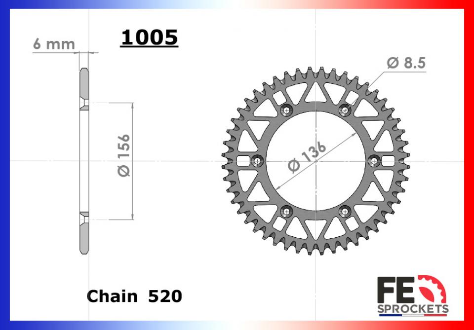 Kit chaîne FE pour moto Sherco 300 Se 2T Enduro 2014 à 2017 14x49 pas 520 Neuf