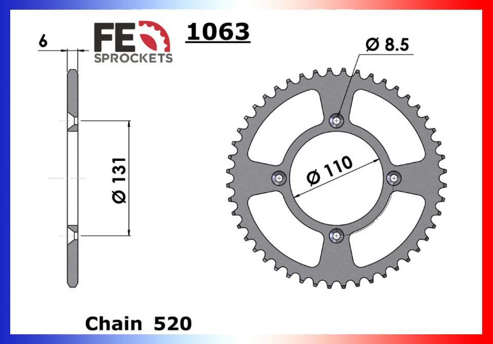 Kit chaîne France Equipement pour Moto KTM 350 FREERIDE 2012 à 2018 12X48 pas 520 Neuf