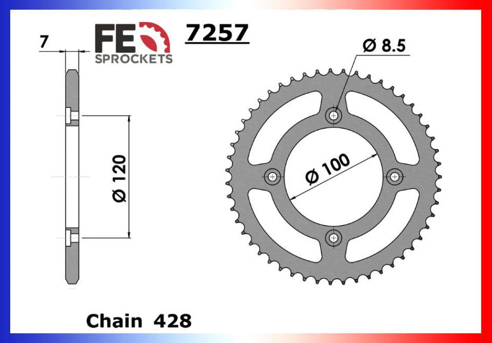 Kit chaîne France Equipement pour Moto Beta 125 RR motard 2011 à 2021 13X56 pas 428 Neuf