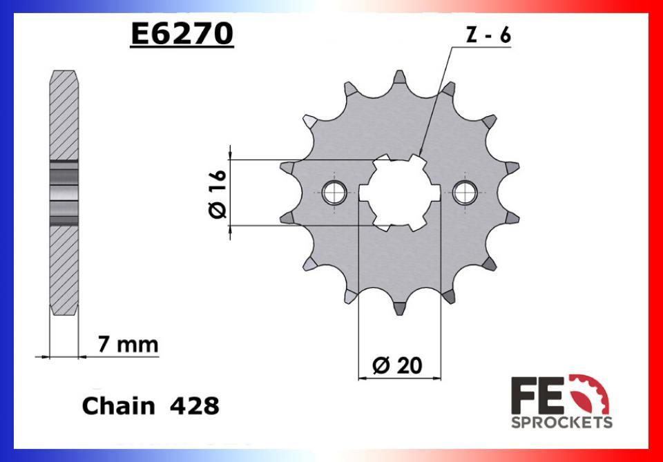 Kit chaîne France Equipement pour Moto Beta 125 RR motard 2011 à 2021 13X56 pas 428 Neuf