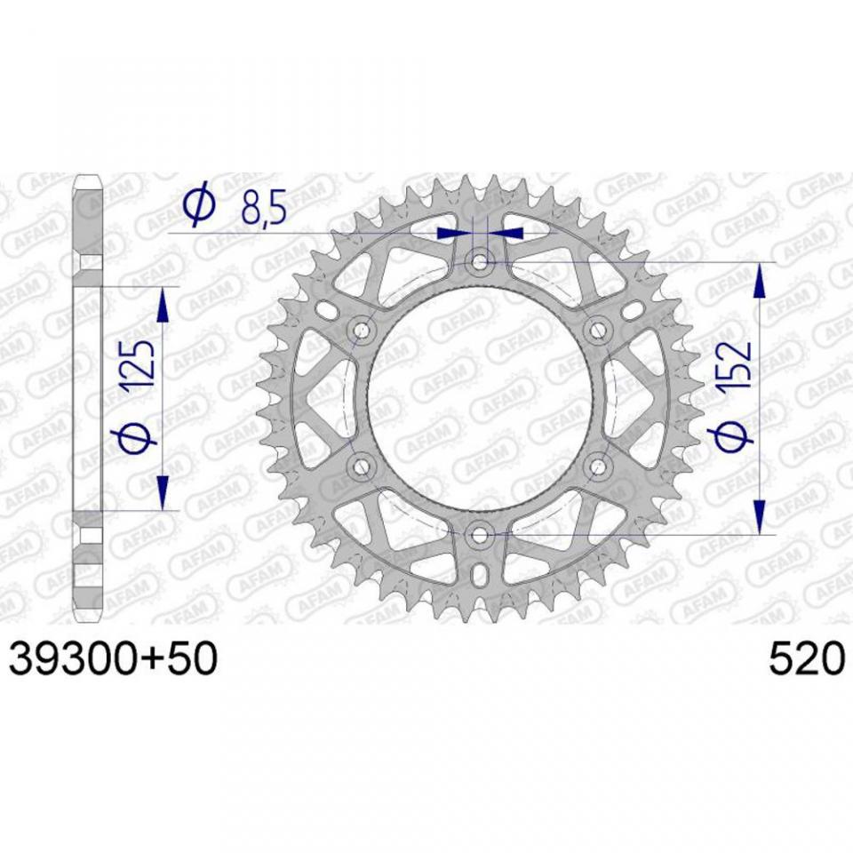 Kit chaîne Afam pour moto Beta 125 RR Enduro 2T 2018 à 2023 13x50 Pas 520 Neuf