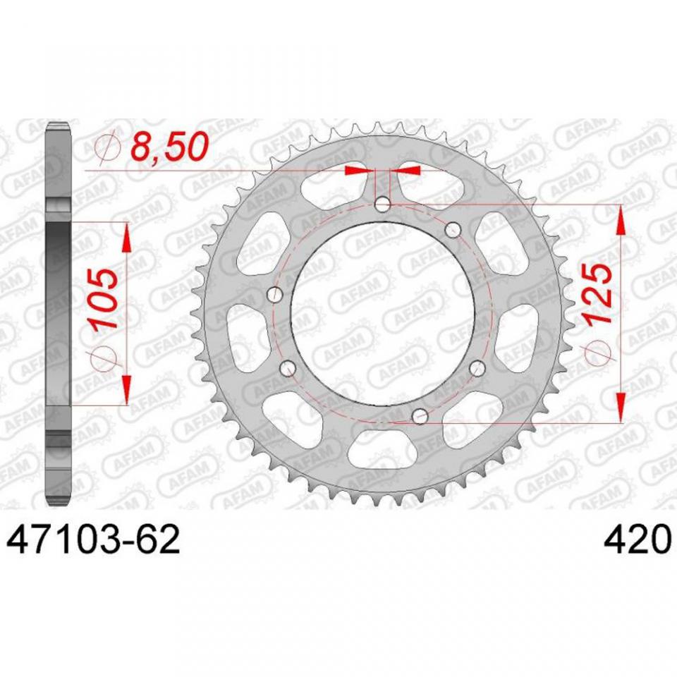 Kit chaîne Afam pour moto Rieju 50 MRT 2009 à 2021 11x62 Pas 420 Al 105mm Neuf