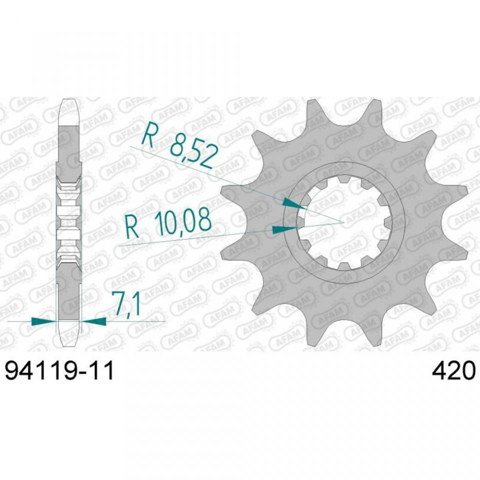 Kit chaîne Afam pour moto Rieju 50 MRT 2009 à 2021 11x62 Pas 420 Al 105mm Neuf