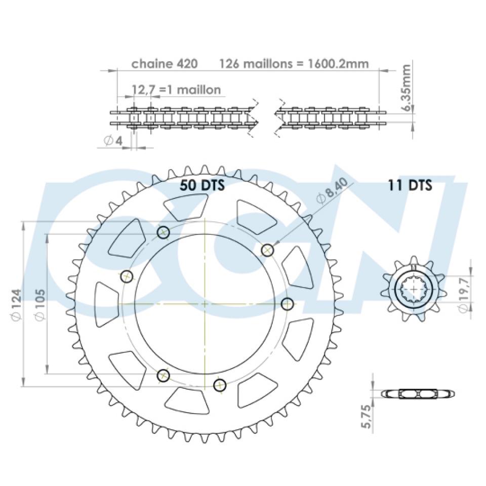 Kit chaîne Afam pour Moto Yamaha 50 DTR 2003 à 2006 Neuf