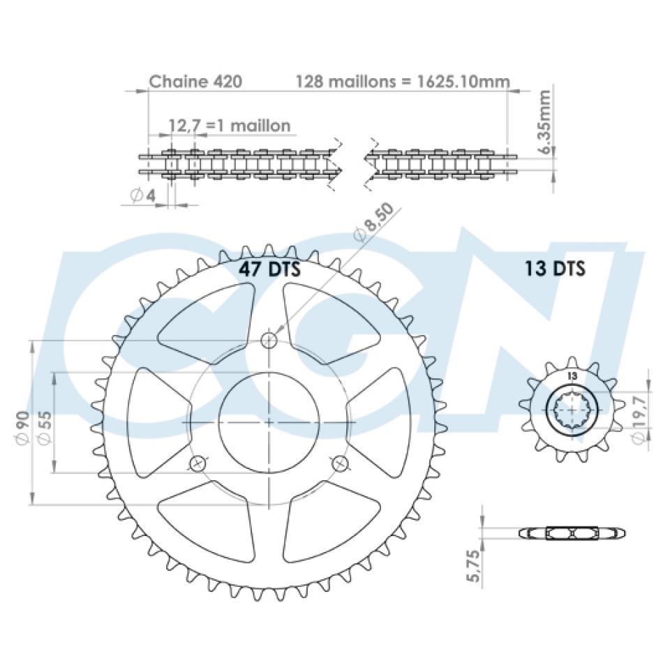 Kit chaîne Afam pour Moto Rieju 50 RS2 Naked Après 2003 Neuf
