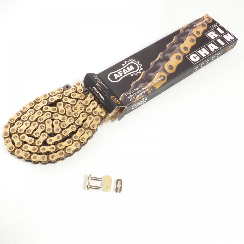 Kit chaîne Afam pour moto Kawasaki 125 Kdx B1 1990 à 1999 15x52 pas 428 Neuf