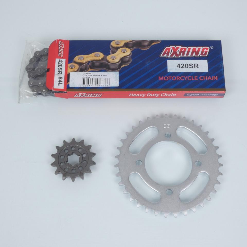 Kit chaîne Axring pour moto Yamaha 80 PW 1983 à 2010 14x35 Pas 420 Al 64mm Neuf