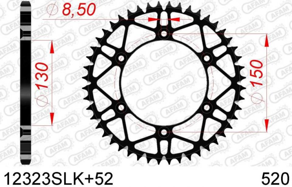 Kit chaîne Afam 13x52 Pas 520 pour moto Yamaha 250 WR-F 2001 Neuf
