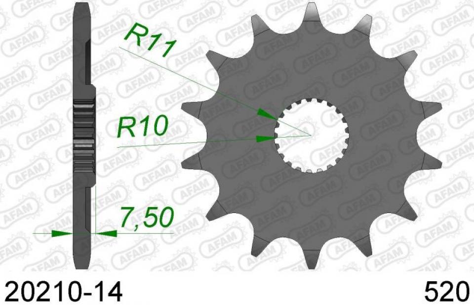 Kit chaîne Afam 14x53 Pas 520 116L pour moto Honda 250 CRF-X 2004 à 2019 Neuf