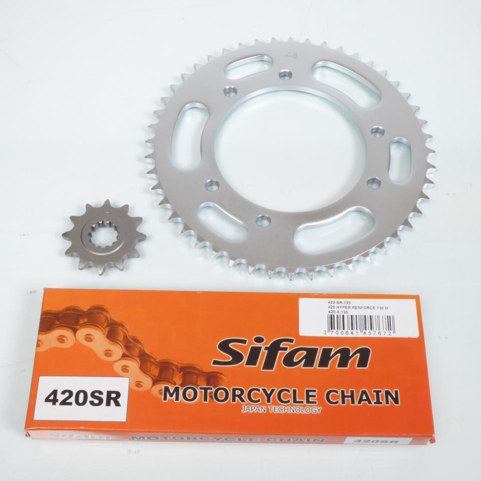 Kit chaîne Sifam pour moto Rieju 50 SMX 2002 à 2005 12x48 Pas 420 Al 105mm Neuf