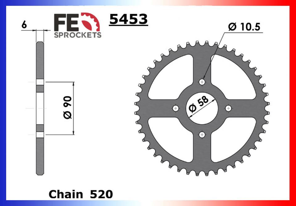 Kit chaîne FE pour moto Honda 125 Varadero 2001 à 2016 14x42 pas 520 Neuf
