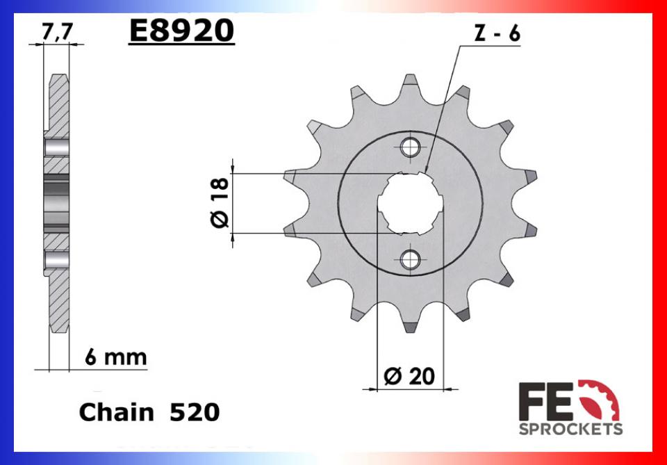 Kit chaîne FE pour moto Honda 125 Varadero 2001 à 2016 14x42 pas 520 Neuf