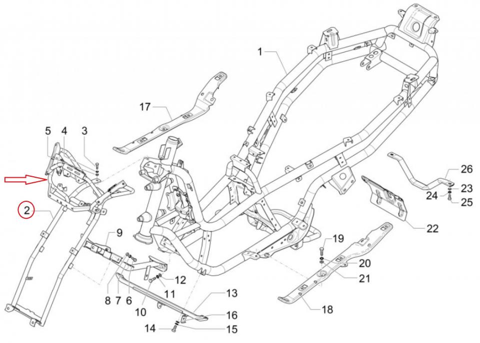 Araignée support avant pour scooter Piaggio 300 MP3 Business 1B0059555 Neuf