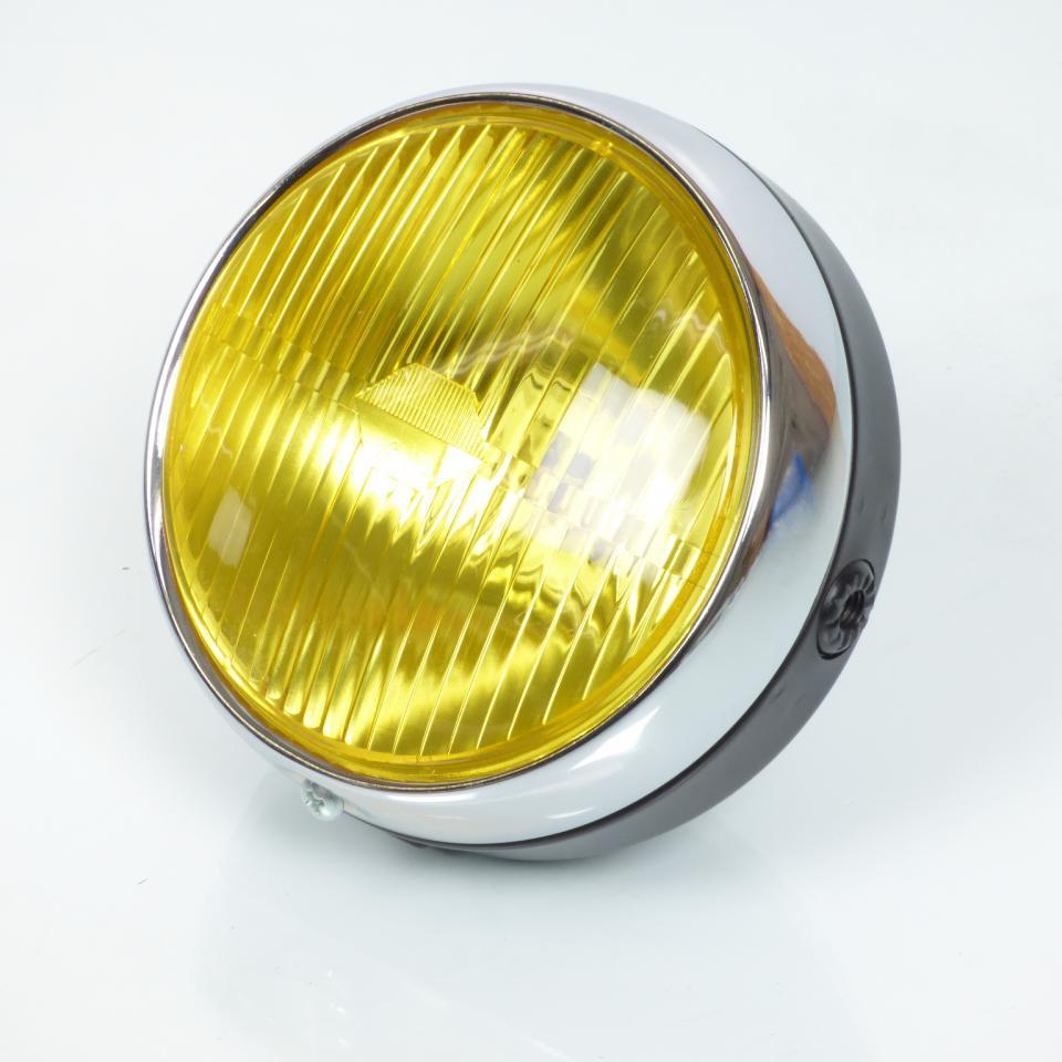 Optique phare avant jaune rond Ø140mm métal noir Guia pour mobylette Peugeot 103