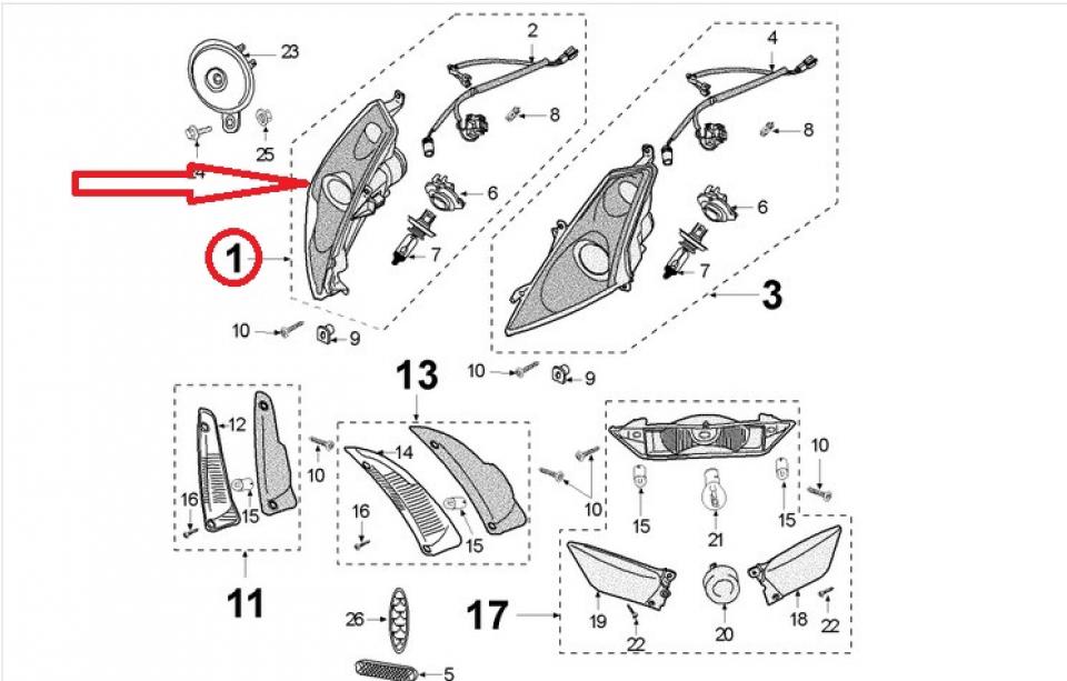 Optique AVD pour scooter Peugeot 50 Jet force 328646 748611 767096 Occasion