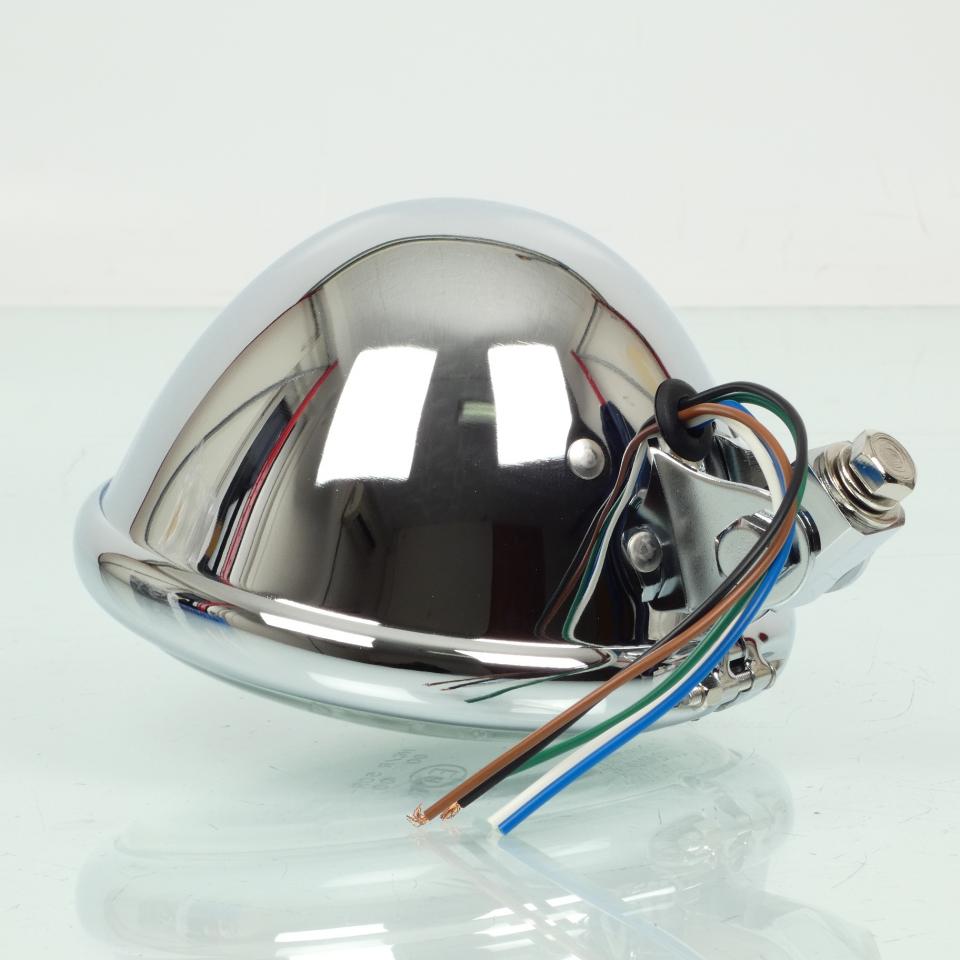 Optique additionnel rond chromé Ø155mm 12V H4 W5W pour moto custom vintage Neuf