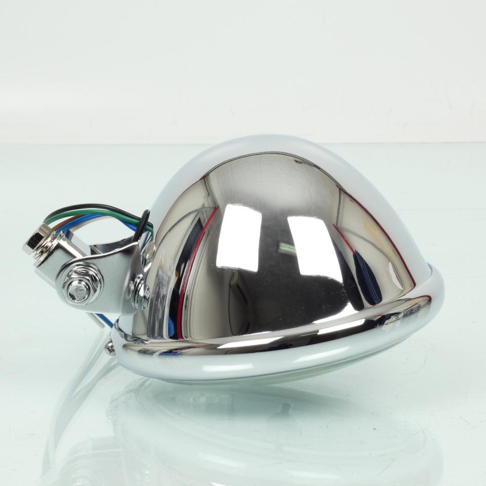 Optique additionnel rond chromé Ø155mm 12V H4 W5W pour moto custom vintage Neuf