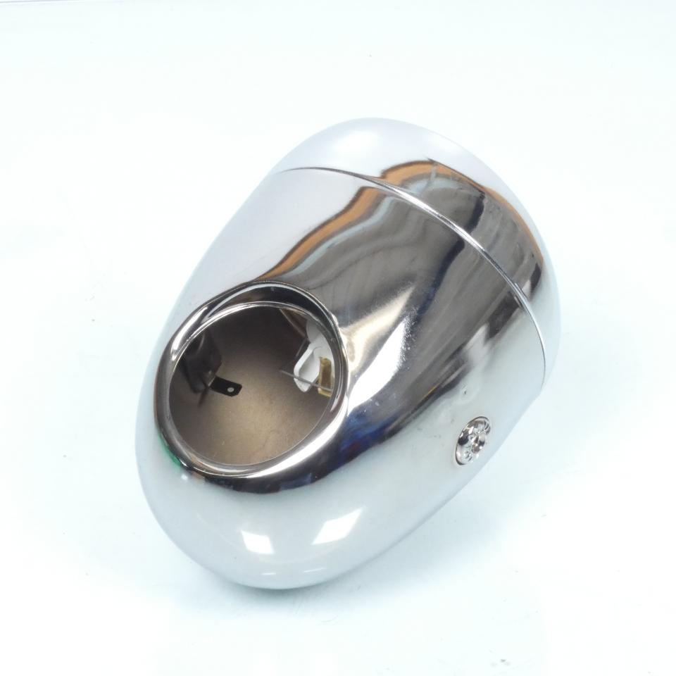 Phare optique avant rond chrome obus Ø130 avec trou compteur Ø60 pour moto Neuf