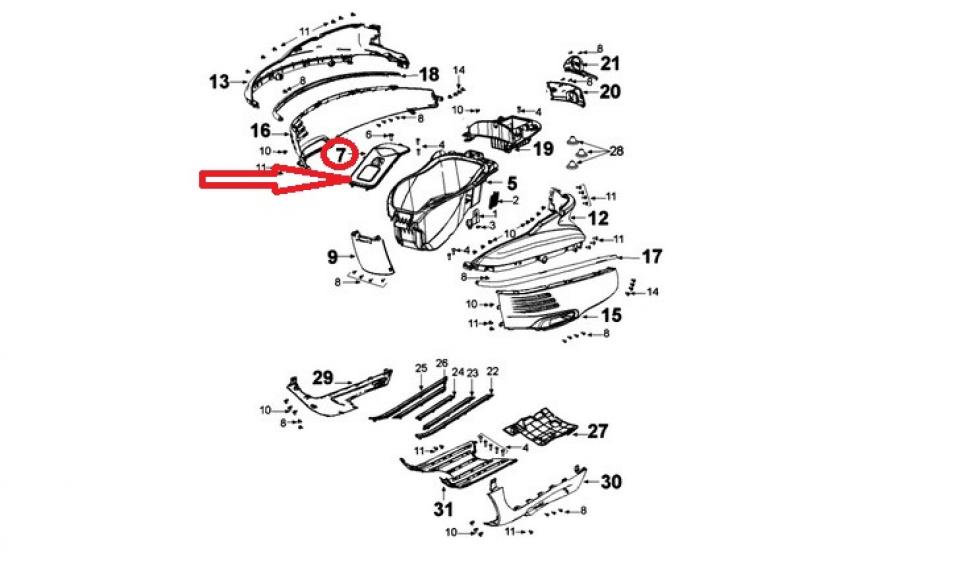 Trappe de coffre pour scooter Peugeot 125 Django 786901 1178690100 Neuf