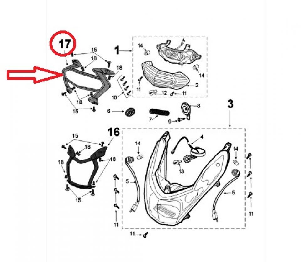 Grille protection de feu arrière 1178609400 pour Peugeot 50 STREETZONE 2013-2017