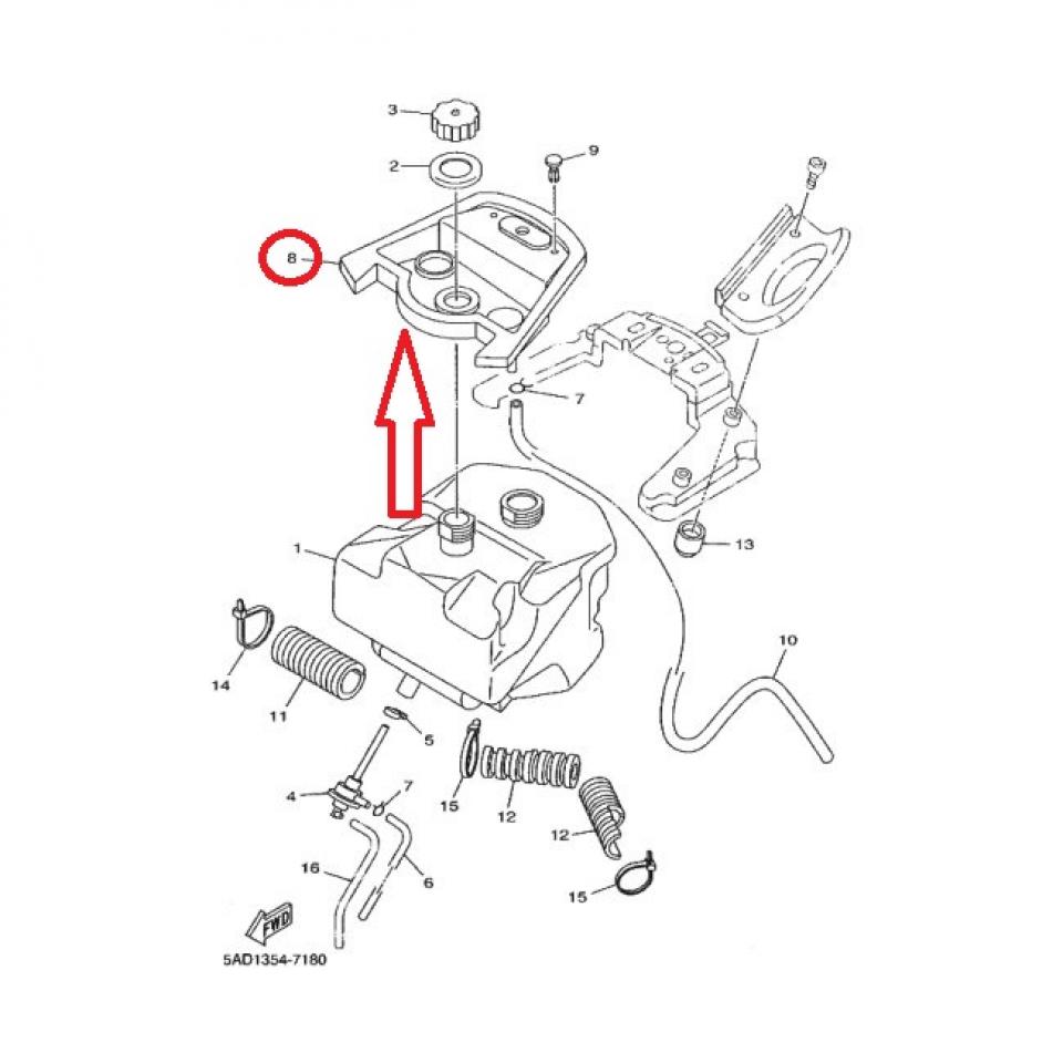 Cache réservoir pour scooter MBK 50 Ovetto 1997 à 2000 5AD-F414A-02 Gris Neuf