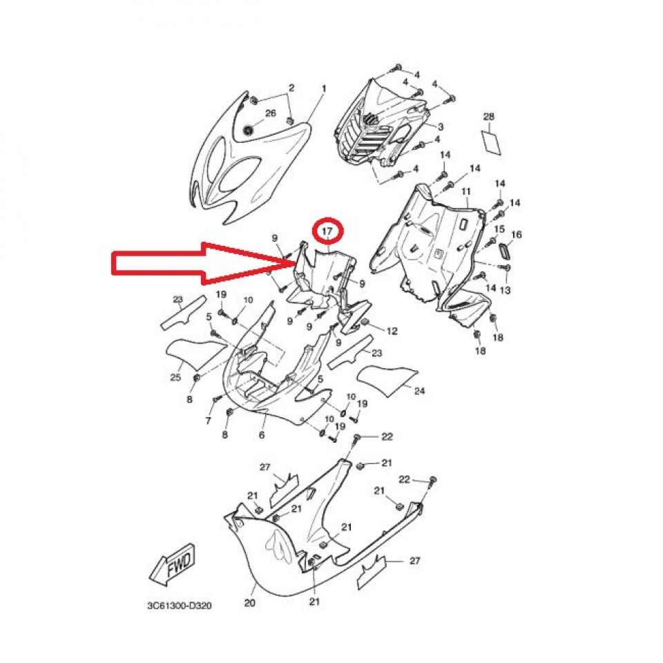 Plastique vers radiateur pour scooter MBK 50 Nitro 2000 à 2006 5BR-F836K-01 Neuf