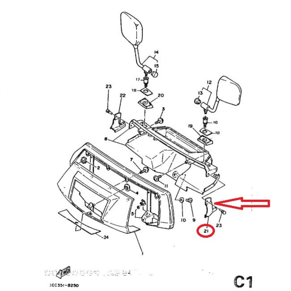 Cache latéral gauche couvre guidon pour scooter Yamaha 125 Beluga 35R-26372 Neuf