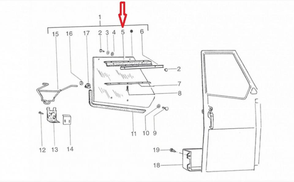 Profilé plastique de vitre de portière pour auto Piaggio 50 APE 1980 187304