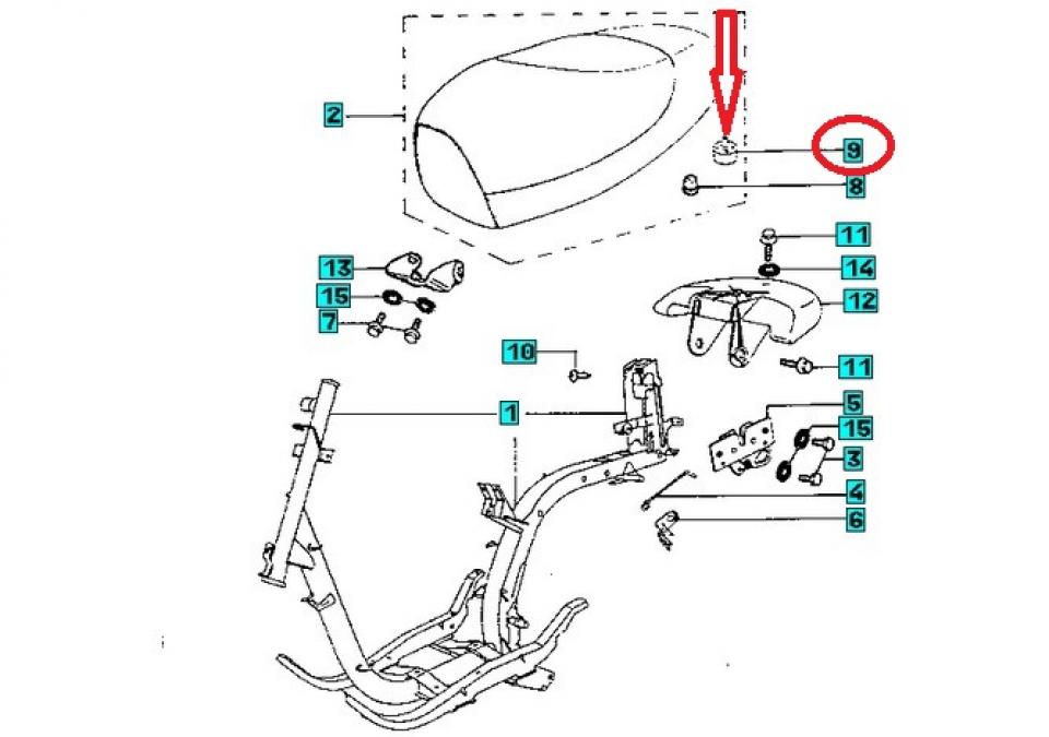 Butée caoutchouc tampon de selle pour scooter Peugeot 50 Buxy 752665 Neuf