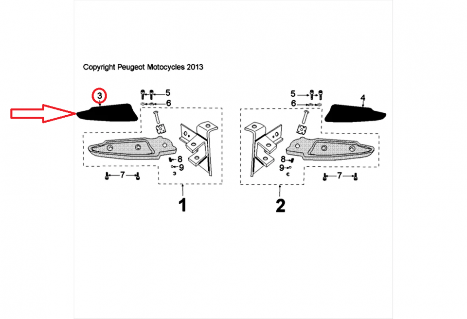 Caoutchouc repose pied ARD pour scooter Peugeot 125 Citystar 2014-16 1177966100