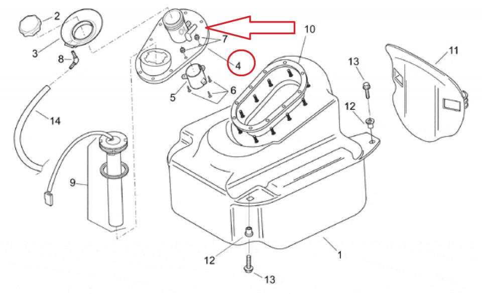 Plastique réservoir carburant pour scooter Aprilia 150 Leonardo ST AP8102736