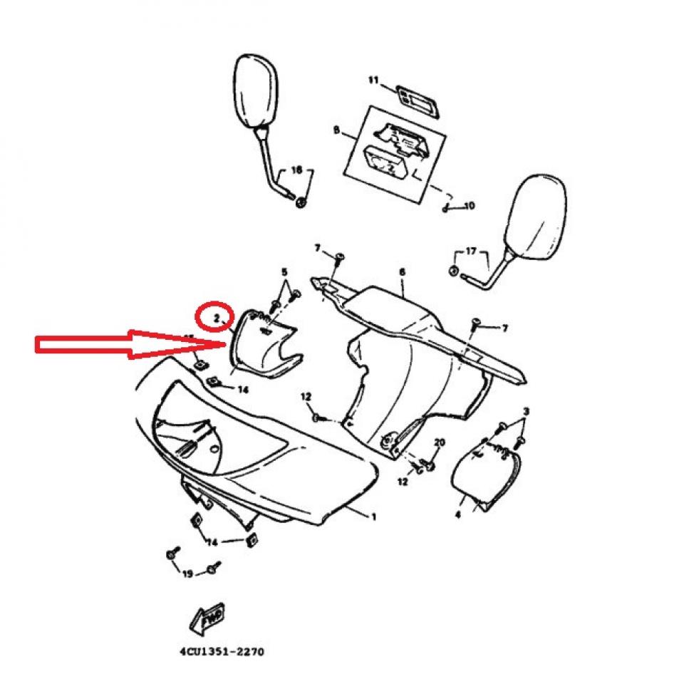 Cache du levier droit couvre guidon pour scooter MBK 50 Evolis 4CU-F6372 Neuf