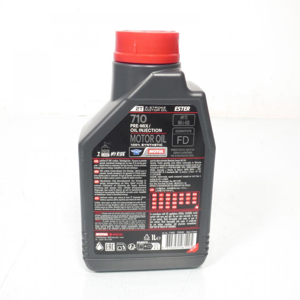 Bidon d' huile 1 Litre Motul 710 pour moteur 2 temps 100% synthèse FD Neuf