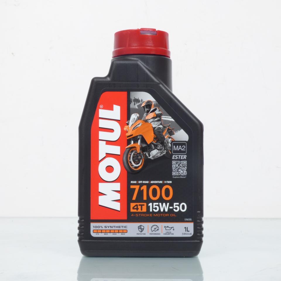 Bidon d'huile Motul 15W-50 7100 MA2 100% synthèsepour moto 4T 1L Neuf