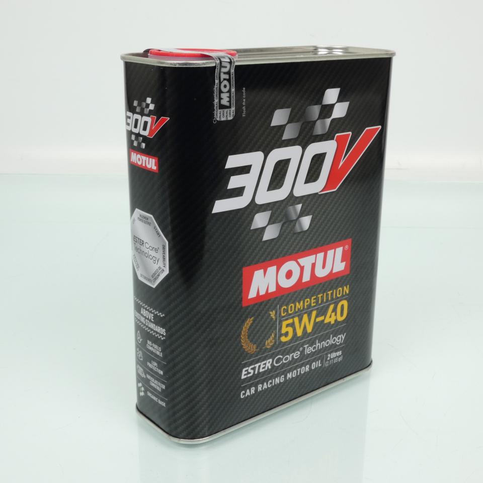 Bidon huile lubrifiant Motul 300V Competition Ester Core 5W40 2L pour auto Neuf