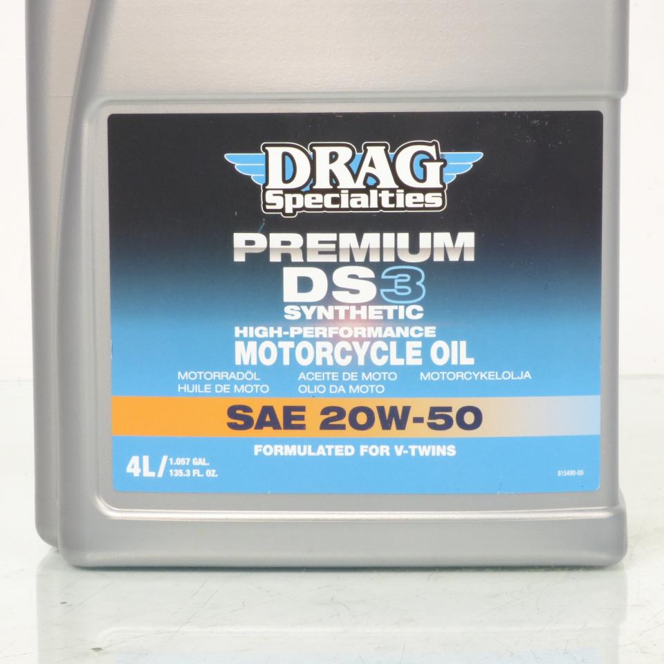 Bidon 4L huile 20W-50 100% synthèse Drag Specialties pour moto 503162 20W50